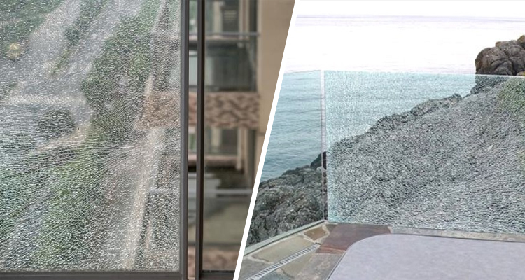 Broken glass railings