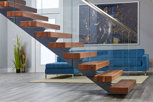 Floating glass railing