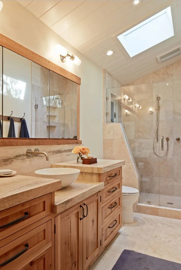 Add Rustic Warm Tones to Frameless Shower Doors
