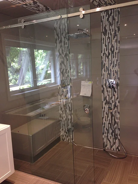 sliding system shower glass